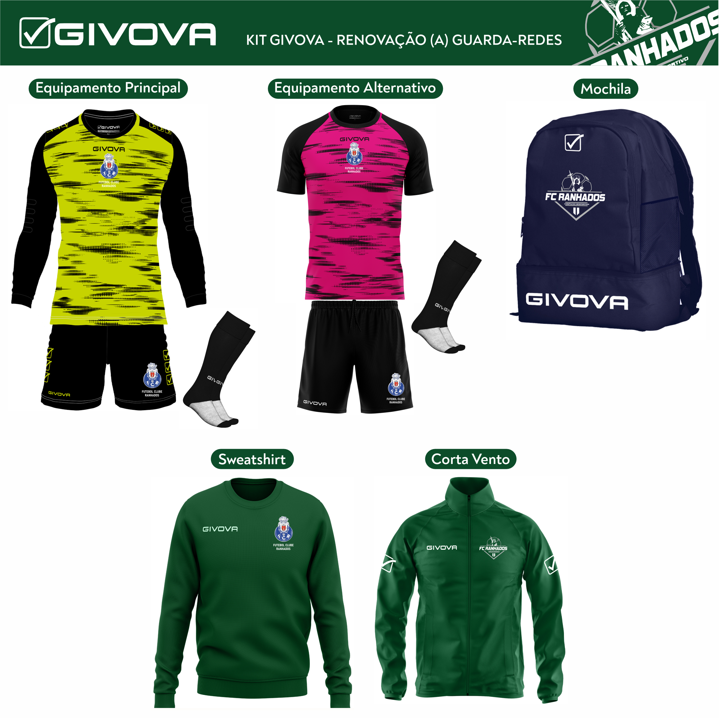 KIT Oficial FC Ranhados 26/27 – KIT GUARDA REDES - RENOVAÇÃO A (Sub 10 a Sub 16) 