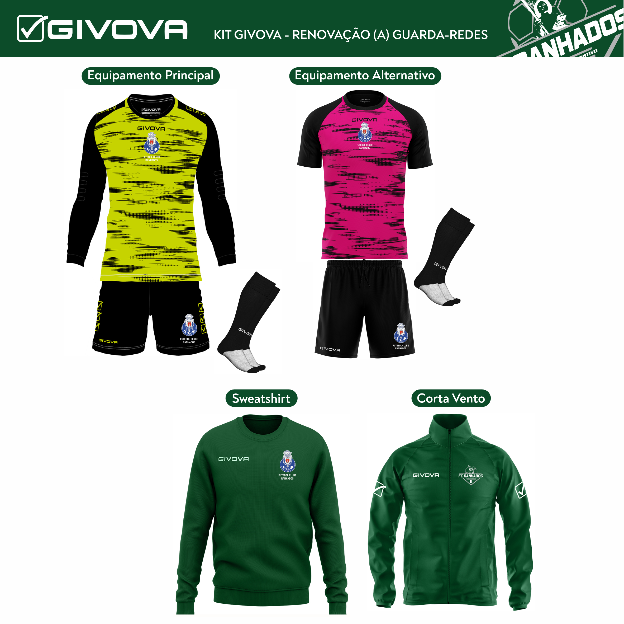 KIT Oficial FC Ranhados 26/27 – KIT GUARDA REDES - RENOVAÇÃO B  (Sub 10 a Sub 16)