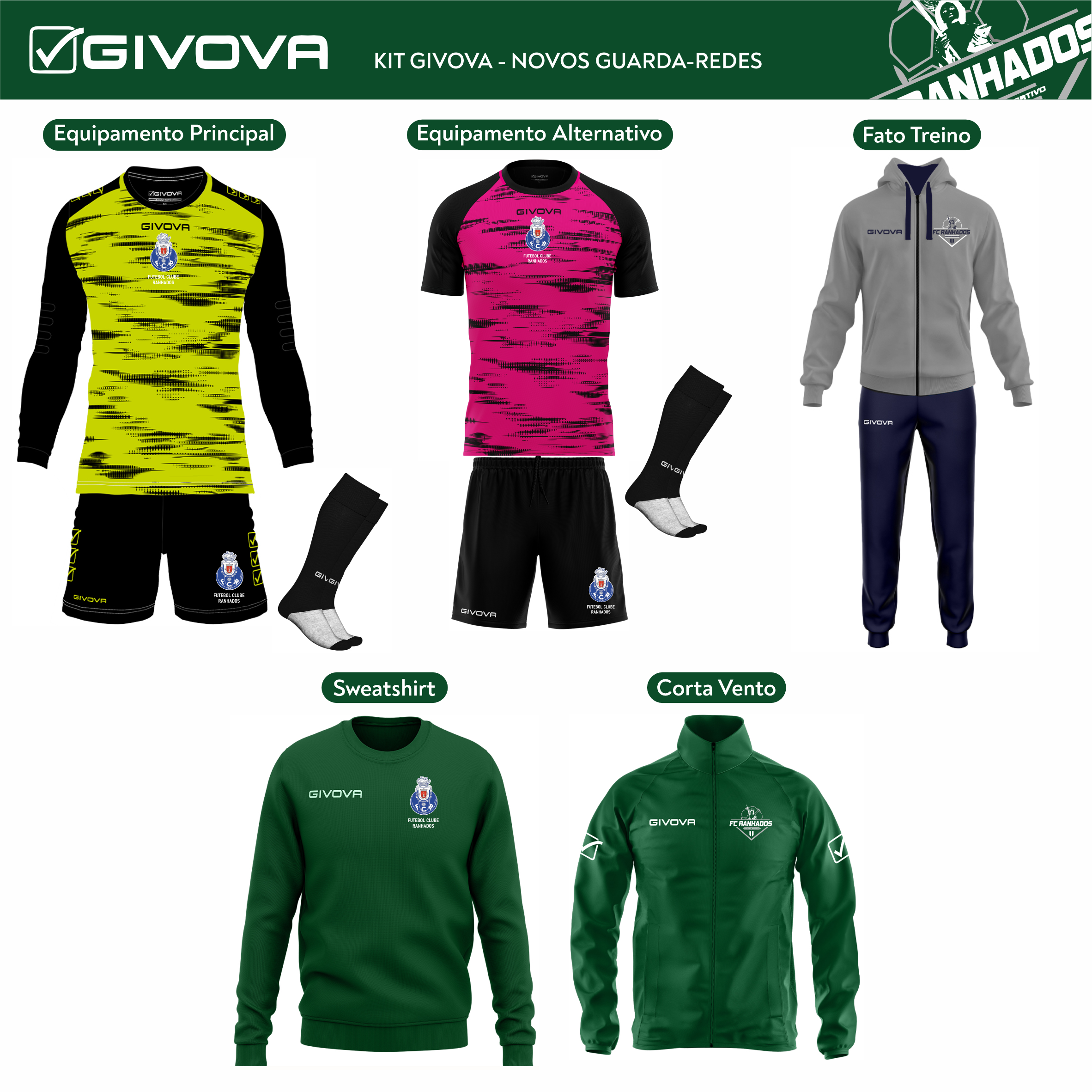 KIT Oficial FC Ranhados 26/27 – KIT GUARDA REDES - RENOVAÇÃO C (Sub 10 a Sub 16)  