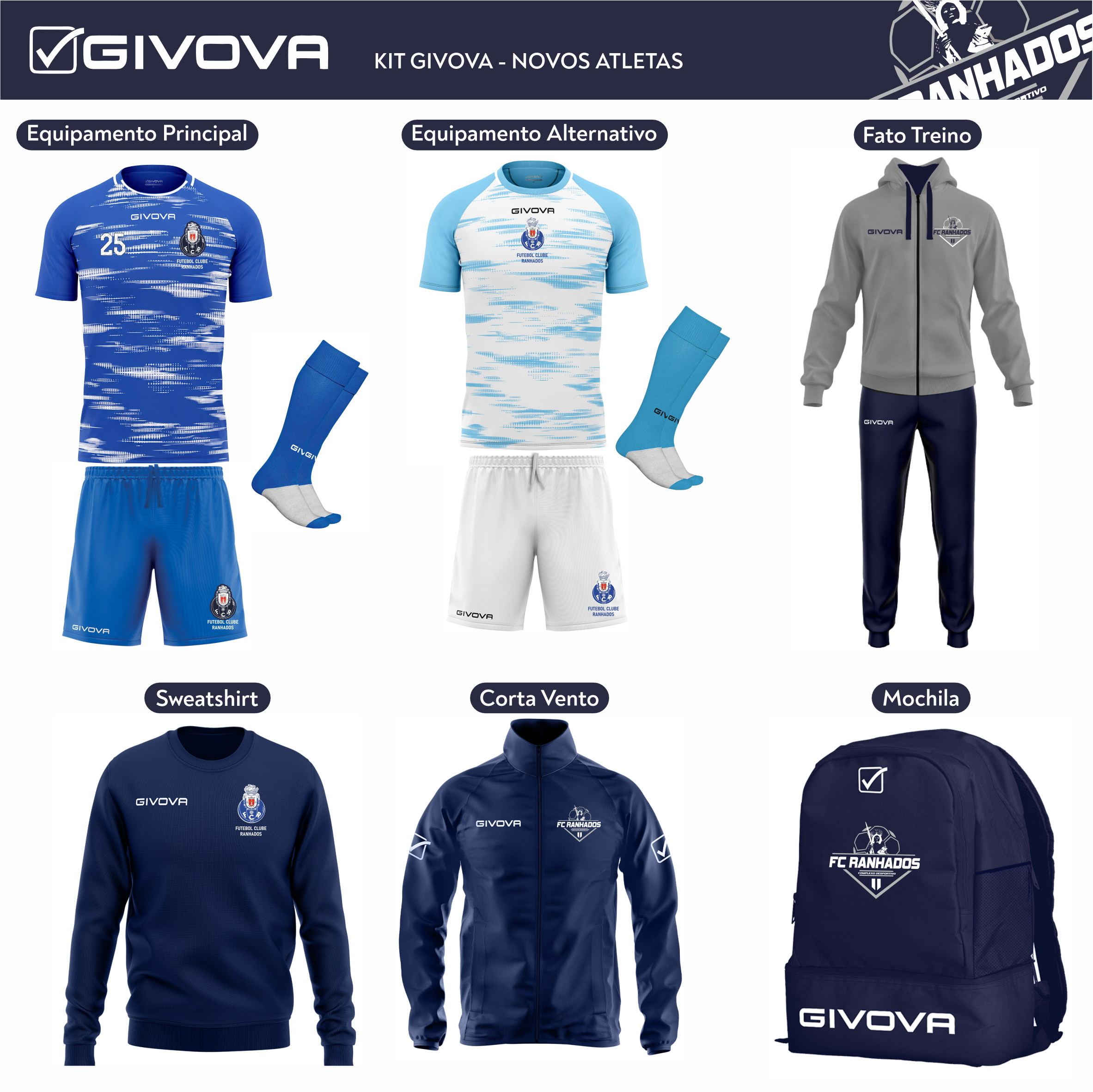 KIT Oficial FC Ranhados 26/27 – KIT NOVO ATLETA (Sub 10 a Sub 16)