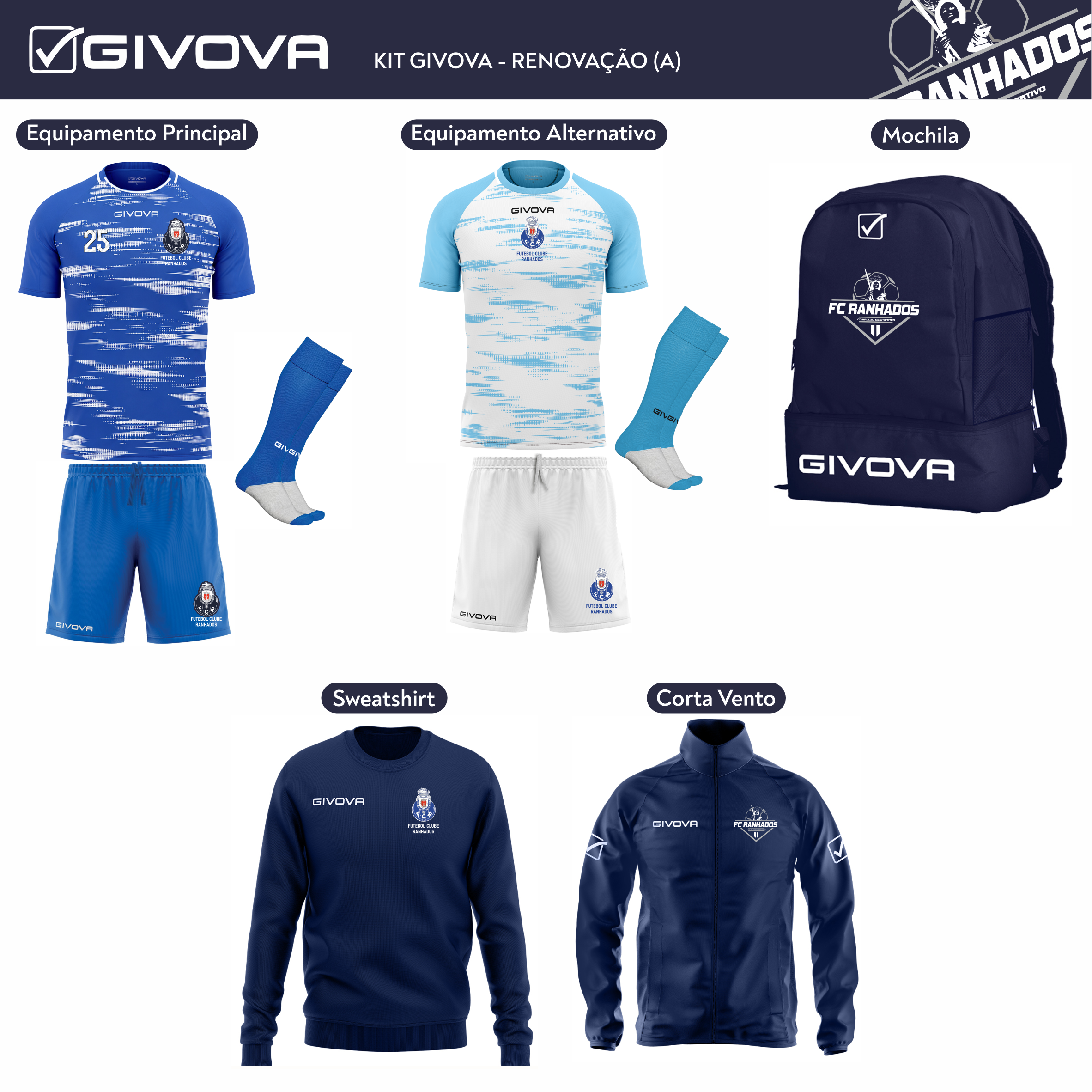 KIT Oficial FC Ranhados 26/27 – KIT RENOVAÇÃO A - (Sub 10 a Sub 16) 