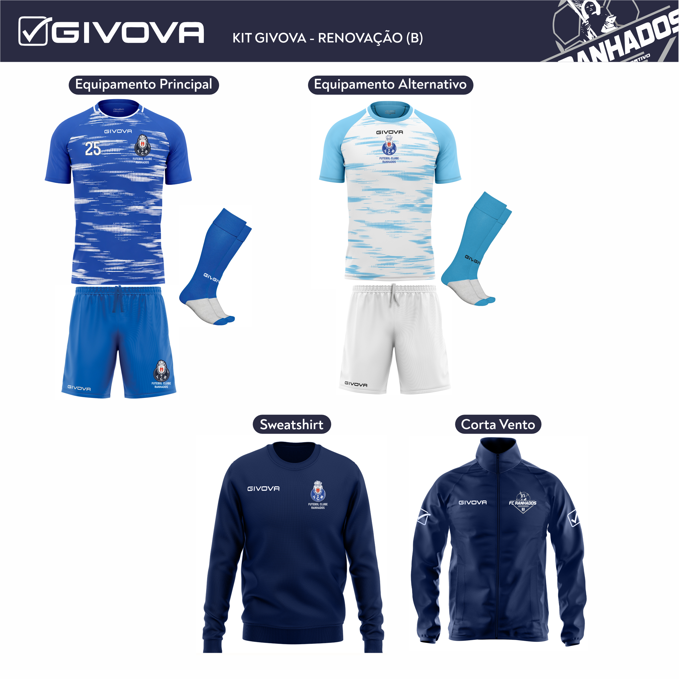 KIT Oficial FC Ranhados 26/27 – KIT RENOVAÇÃO B - (Sub 10 a Sub 16) 