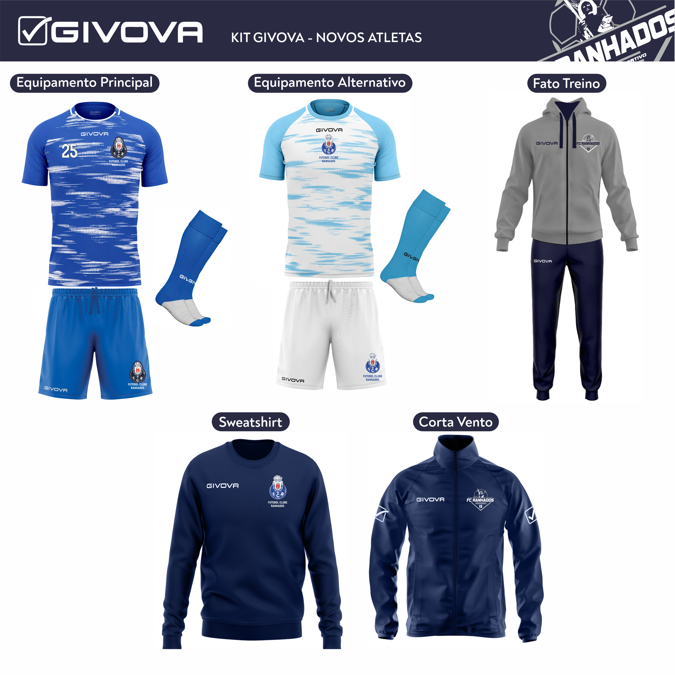 KIT Oficial FC Ranhados 26/27 – KIT RENOVAÇÃO C - (Sub 10 a Sub 16) 